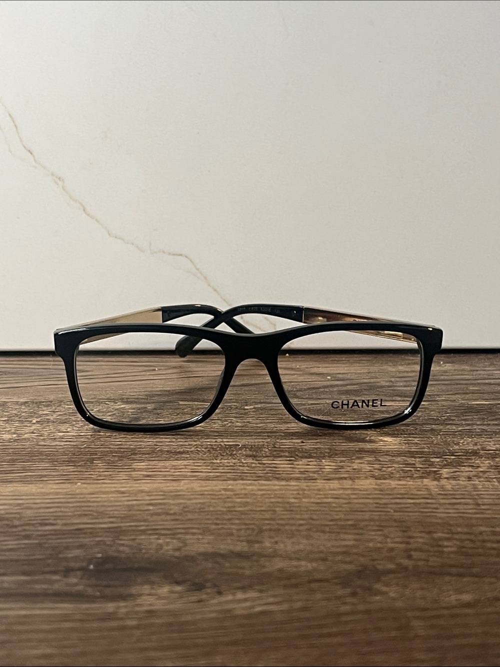 Authentic CHANEL black Glasses with Gold on Temples 3278 c.622